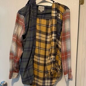 American Eagle Color Block Multi Color Flannel - Hoodie - small